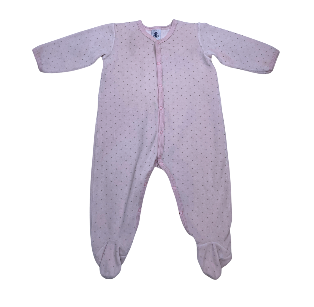 PETIT BATEAU - Pyjama rose à pois gris - 12 mois