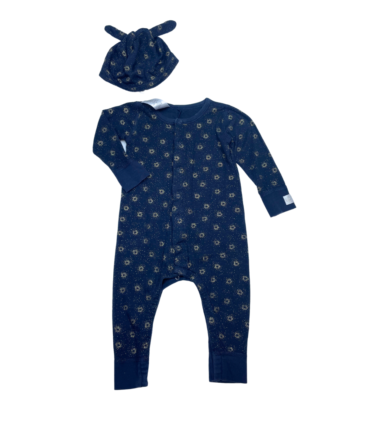 PETIT BATEAU - Pyjama marine avec étoiles or - 12 mois