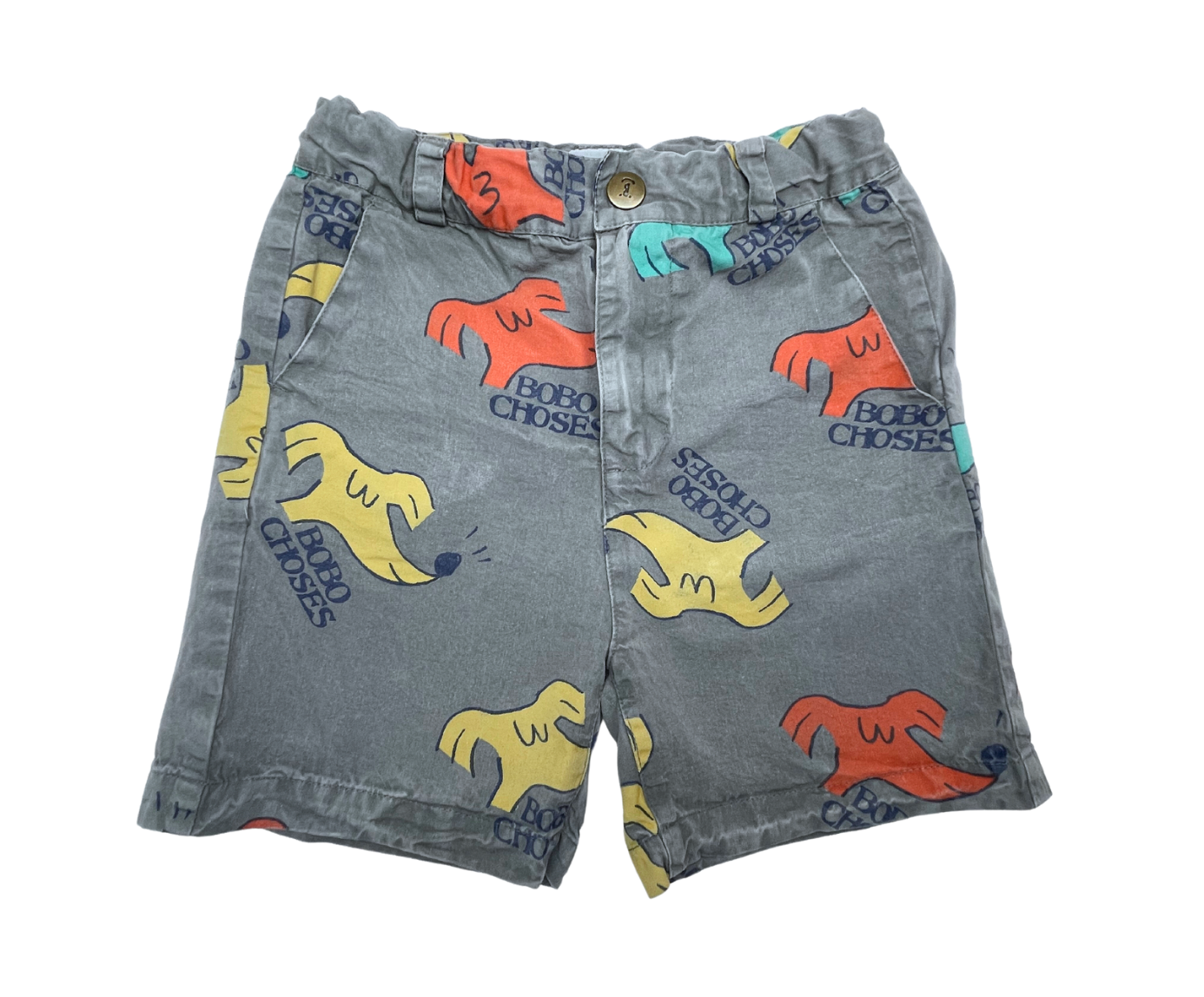 BOBO CHOSES -  Short bermudas gris chiens multicolores - 4/5 ans