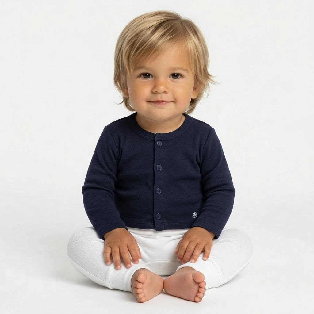 PETIT BATEAU - CARDIGAN - BLEU - 6 MOIS