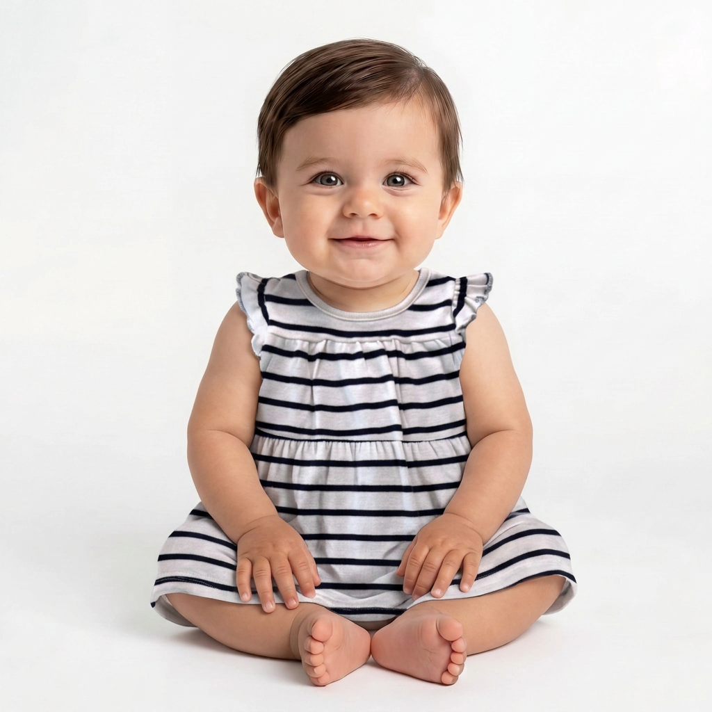 PETIT BATEAU - Blau-weiß gestreiftes Kleid - 6 Monate