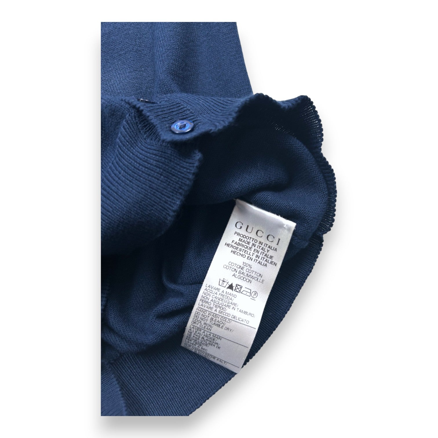 GUCCI - Cardigan bleu marine en coton - 12/18 mois