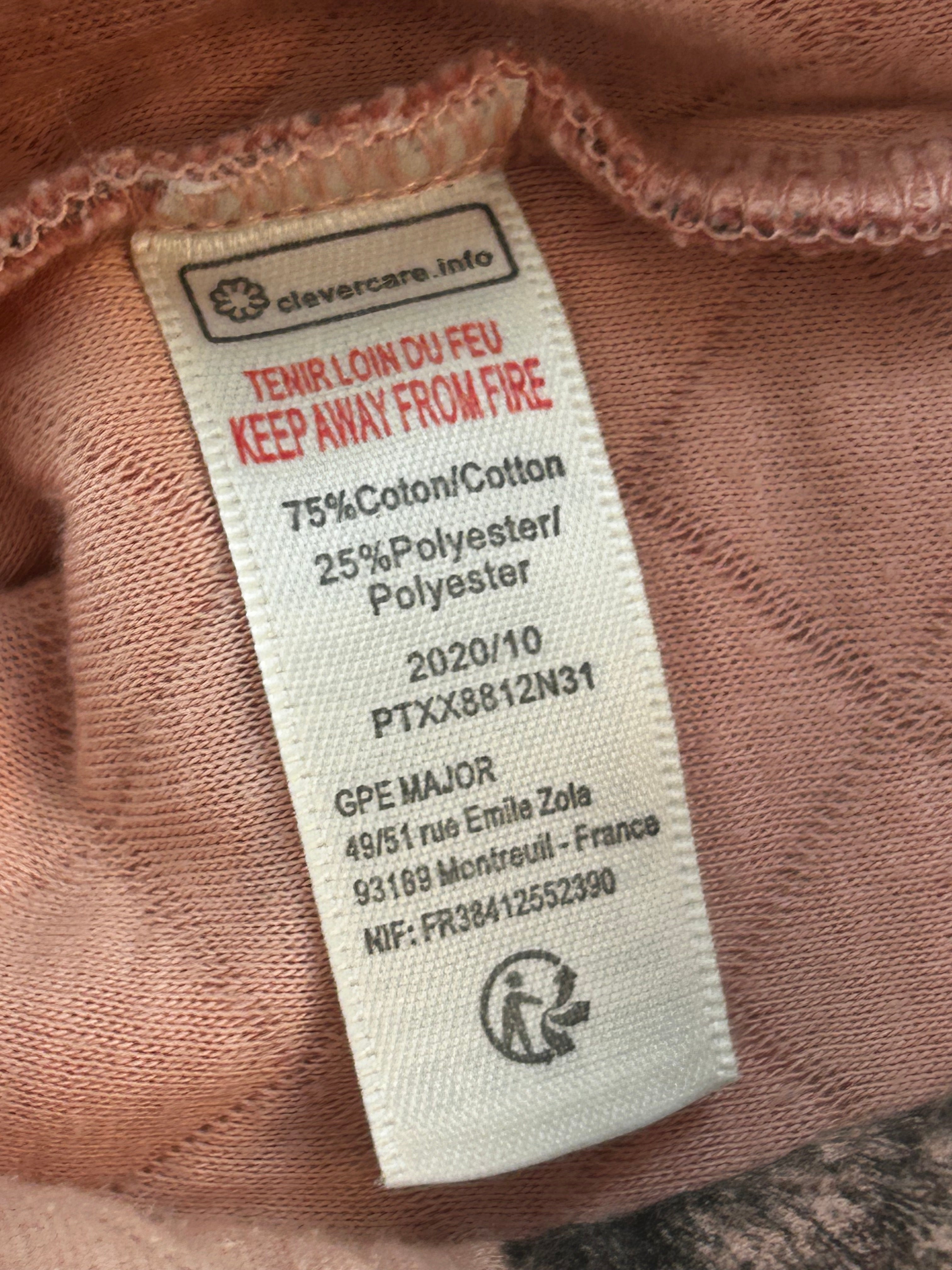 NATALYS - Grenouillère pyjama rose coton imprimé oursons - 6 mois