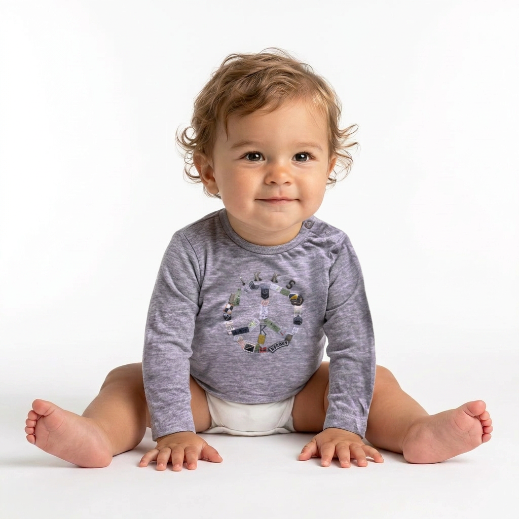 IKKS - Grey long-sleeved T-shirt with print - 6 months