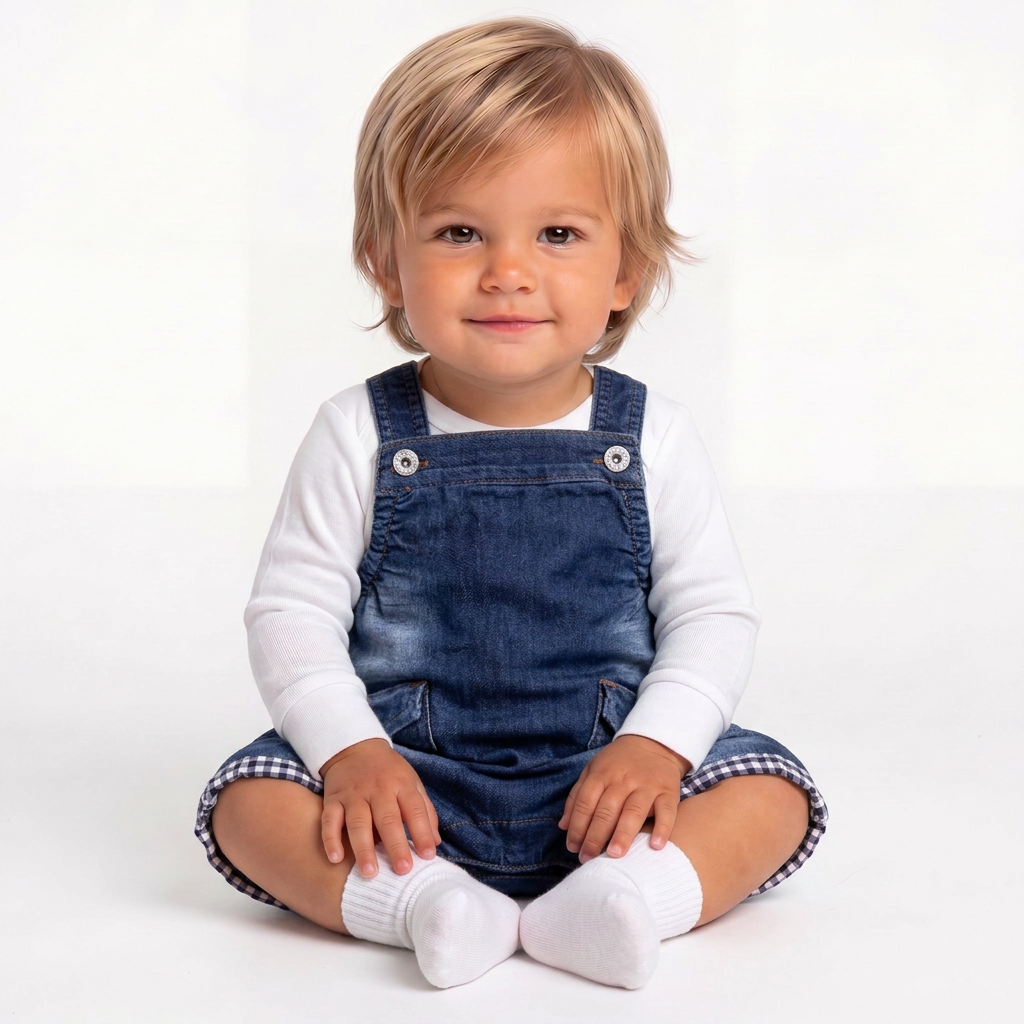 DOLCE & GABBANA - Combi-short bleue en jean - 3 mois