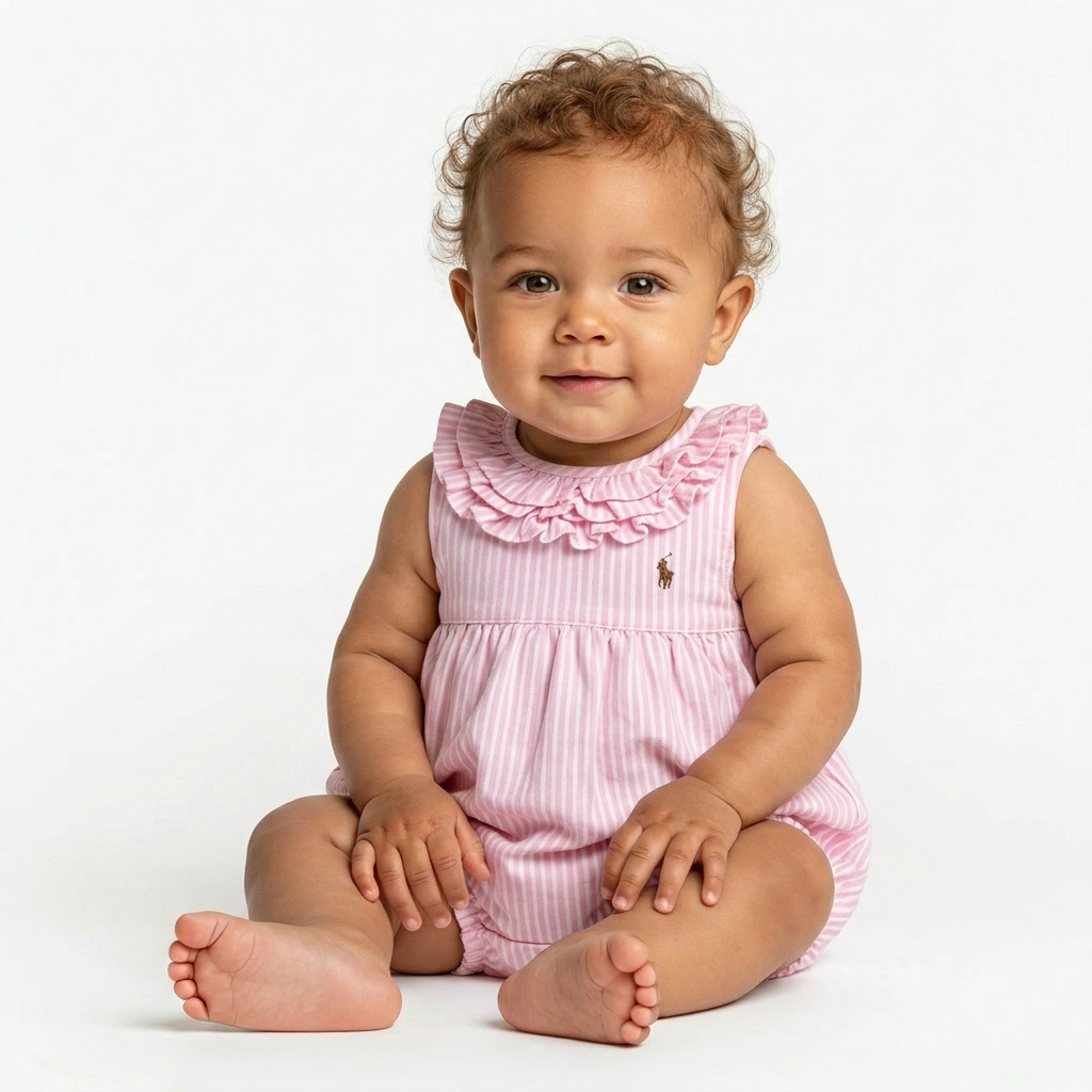 RALPH LAUREN - BARBOTEUSE - ROSE, BLANC - 3 MOIS