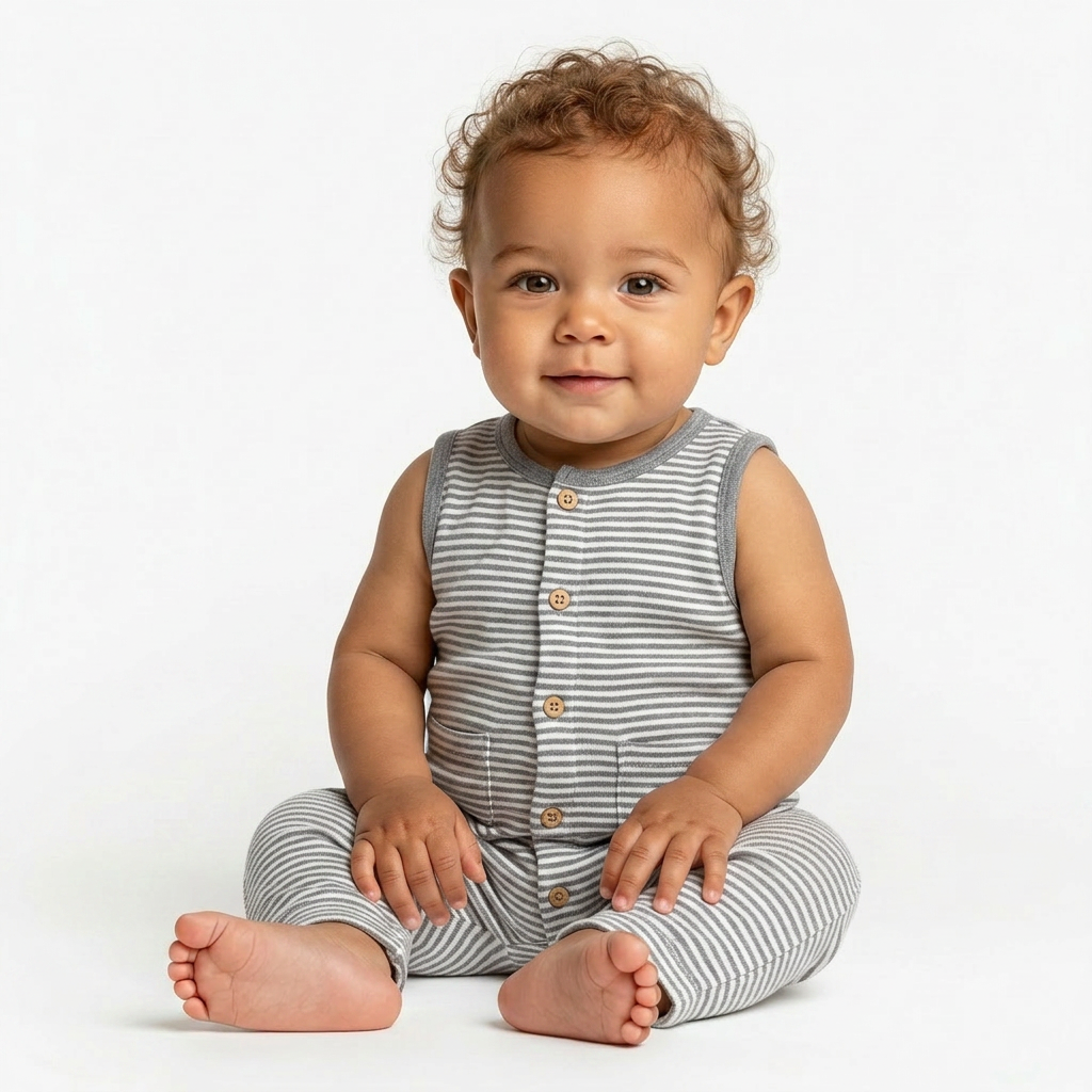 BONPOINT - COMBINAISON - GRIS, BLANC - 6 MOIS