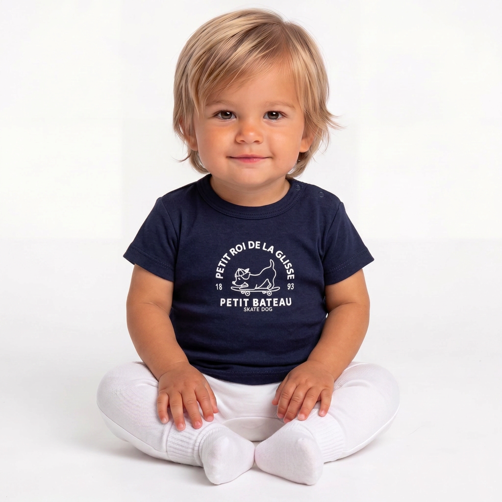 PETIT BATEAU - Marineblaues bedrucktes T-Shirt - 6 Monate
