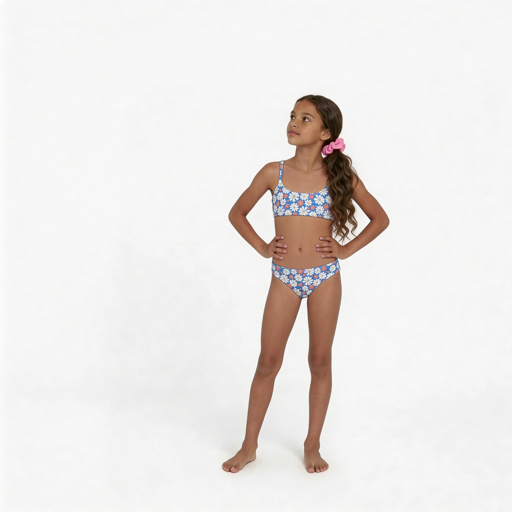 HUNDRED PIECES - MAILLOT DE BAIN 2 PIÈCE - BLEU, BLANC - 10 ANS
