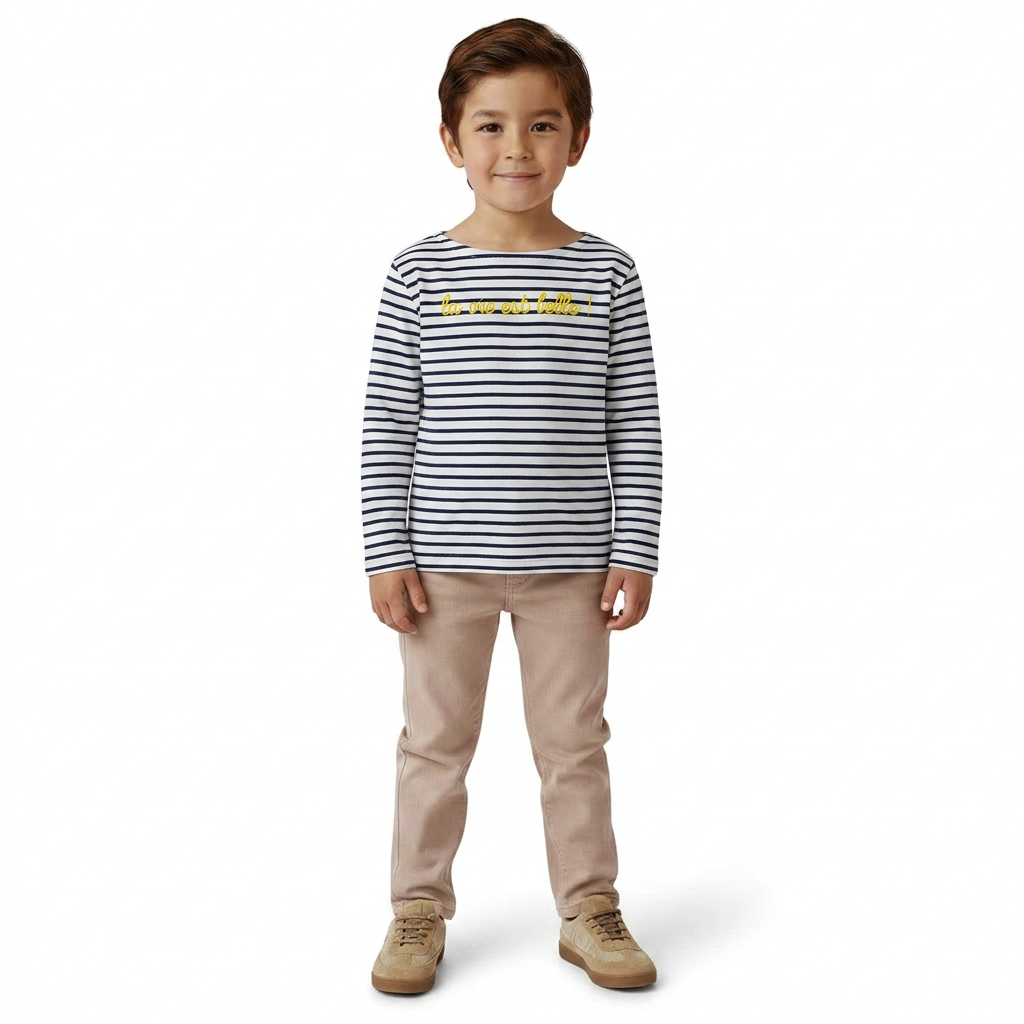 BONTON - T-SHIRT - BLANC, BLEU - 6 ANS