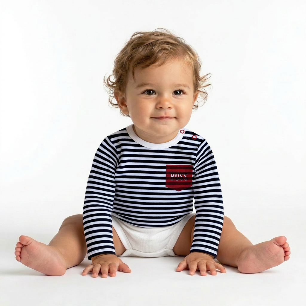HUGO BOSS - T-SHIRT - BLEU, BLANC - 3 MOIS