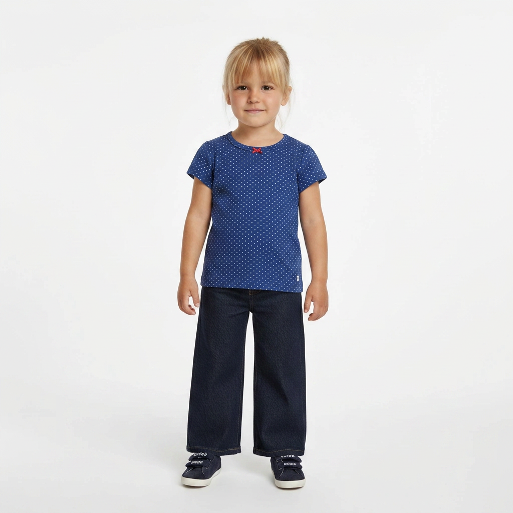 PETIT BATEAU - Blue polka dot t-shirt - 2 years