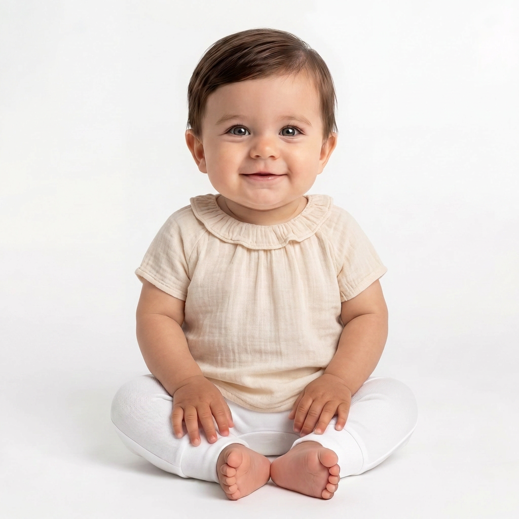 PETIT BATEAU - Blouse beige à manches courtes - 18 mois