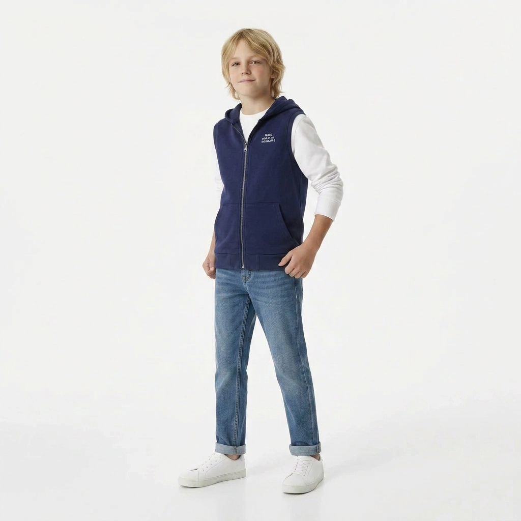 IKKS - Blaue ärmellose Jacke mit Kapuze - 8 Jahre