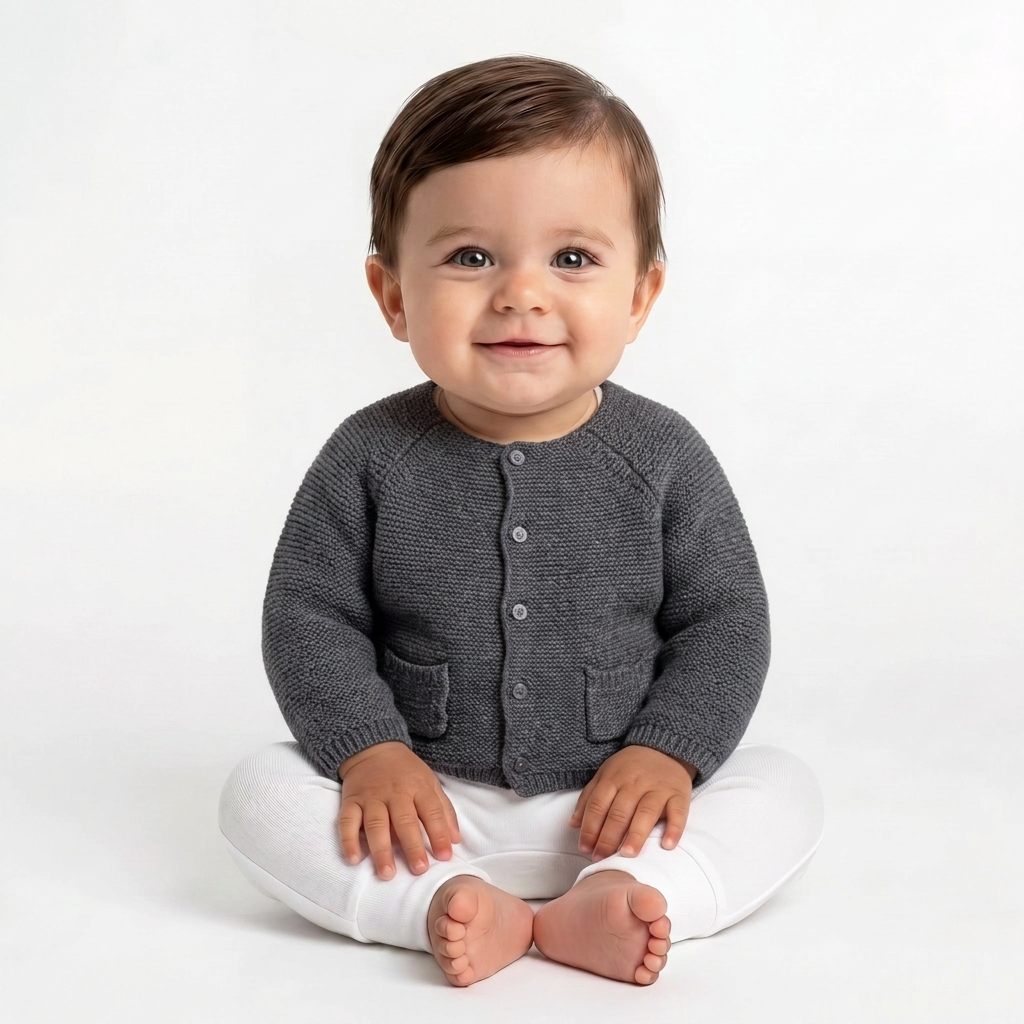 CYRILLUS - Graue Strickjacke mit Strickeffekt - 6 Monate