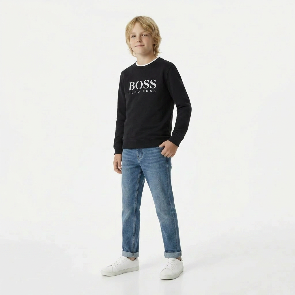 HUGO BOSS - PULL - NOIR - 12 ANS