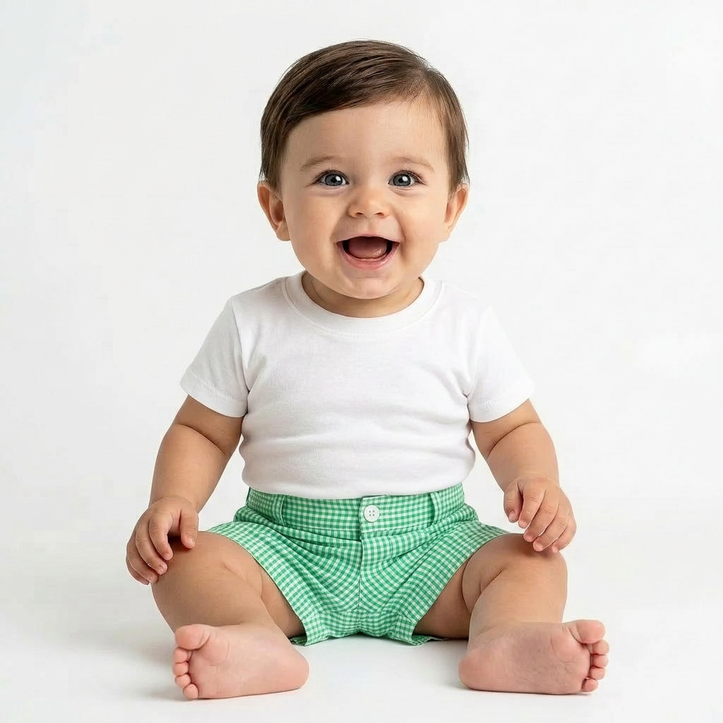 RALPH LAUREN - SHORT - VERT, BLANC - 6 MOIS