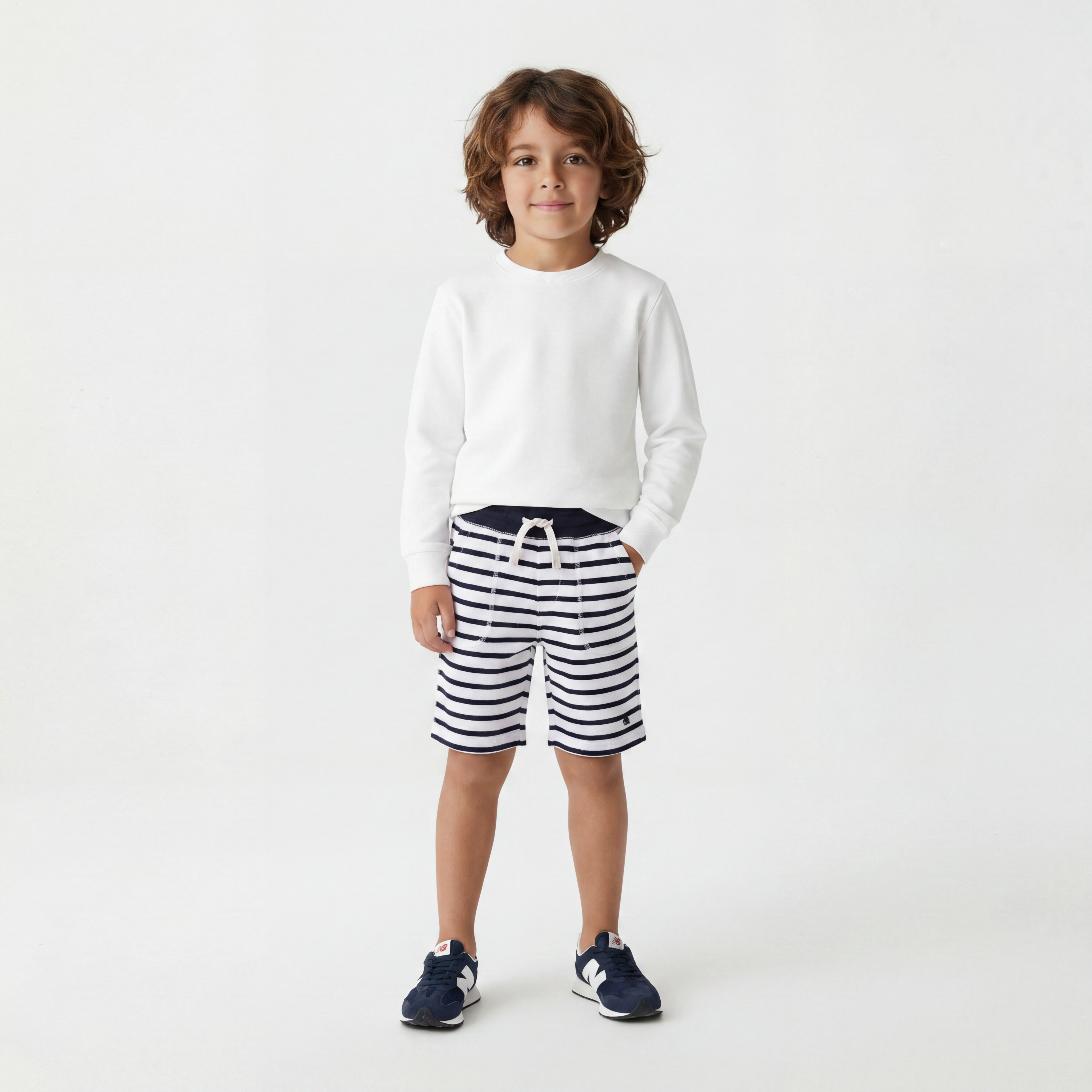PETIT BATEAU - BERMUDA - BLEU, BLANC - 5 ANS