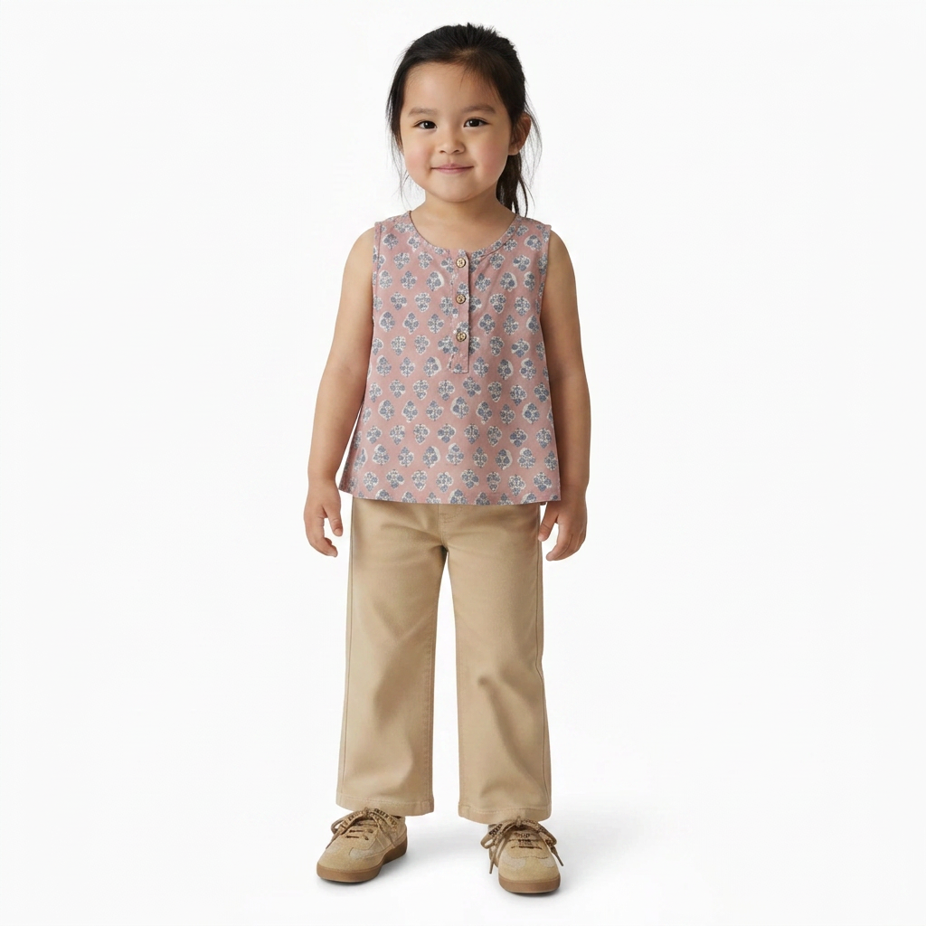 NICOLI - Débardeur rose avec imprimés roses - 2 ans
