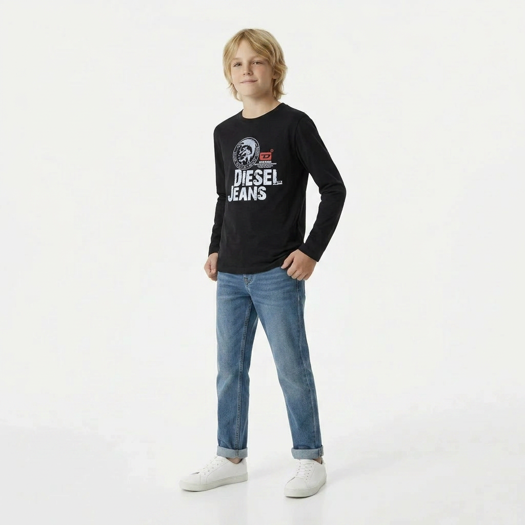 DIESEL - T-SHIRT - NOIR - 10 ANS