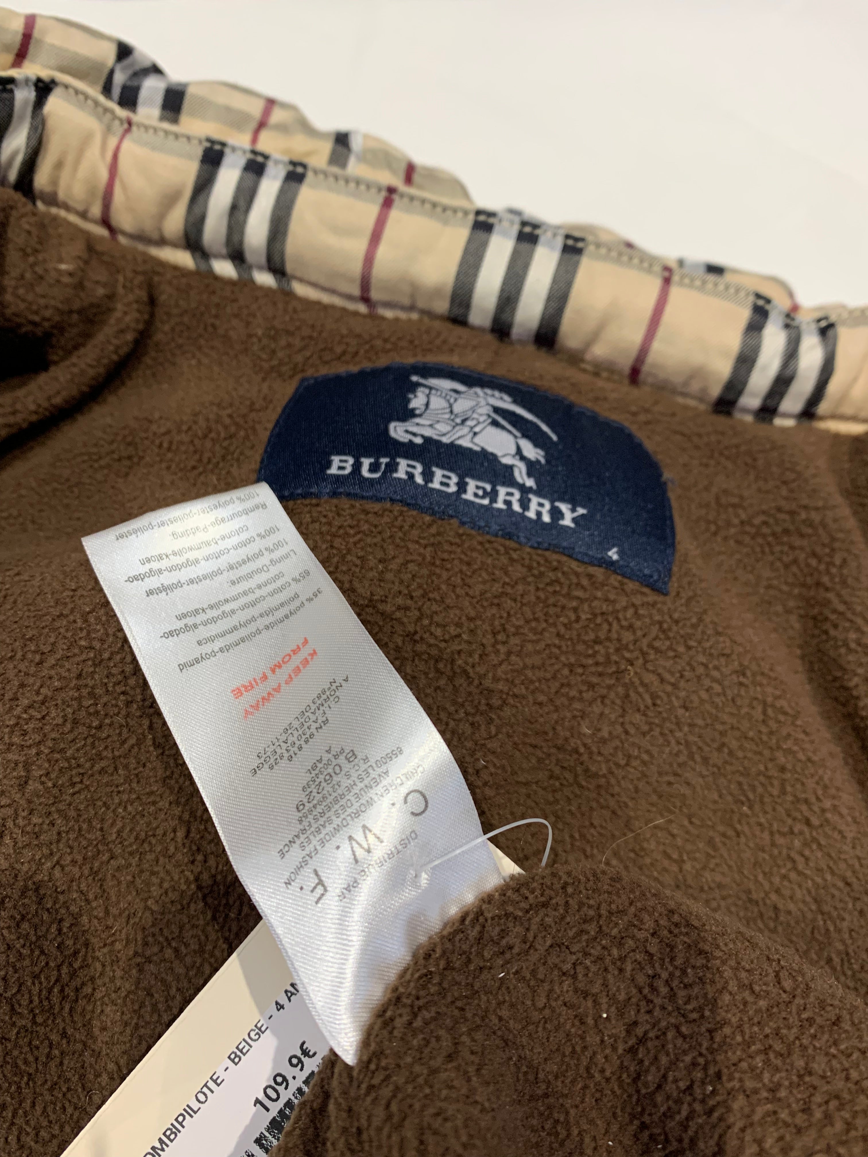 BURBERRY - COMBIPILOTE - BEIGE - 4 ANS