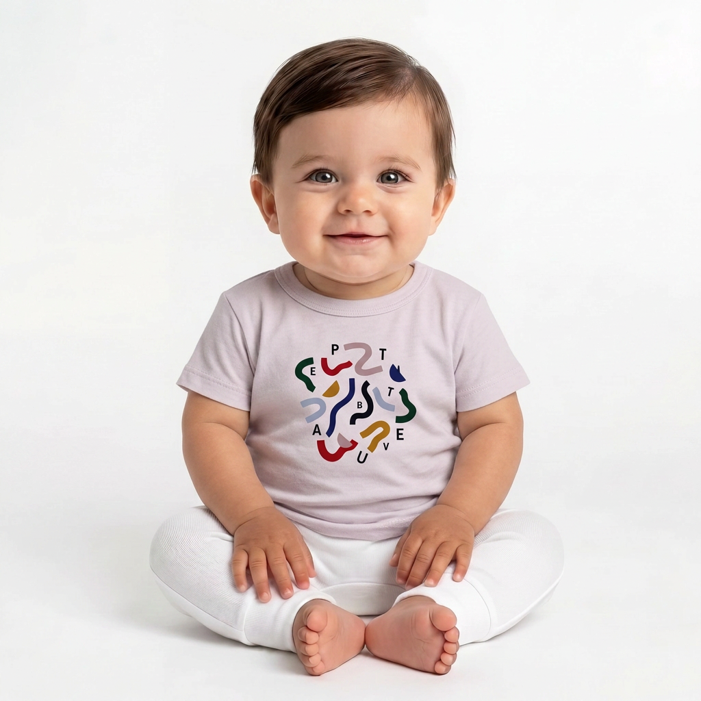 PETIT BATEAU - Beiges Kurzarm-T-Shirt mit Aufdruck - 6 Monate