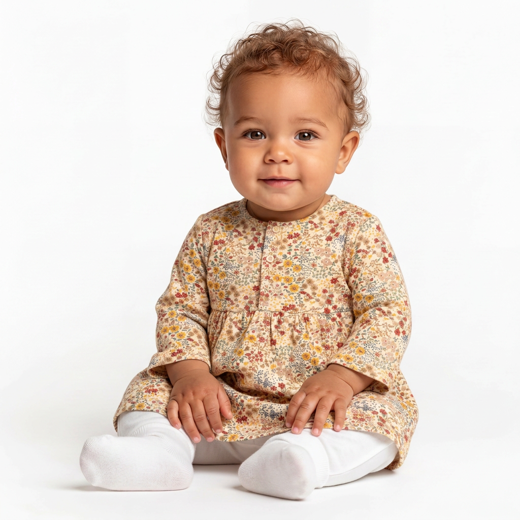 PETIT BATEAU - ROBE - BEIGE - 6 MOIS