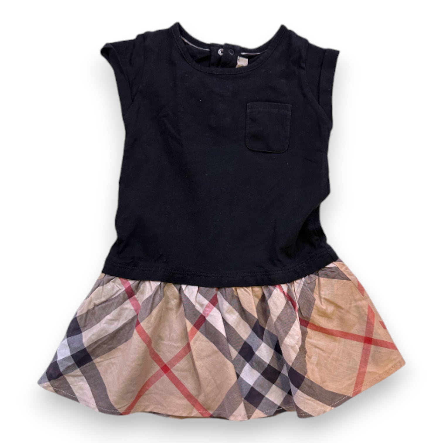 BURBERRY – SCHWARZES, BEIGE KLEID – 12 MONATE