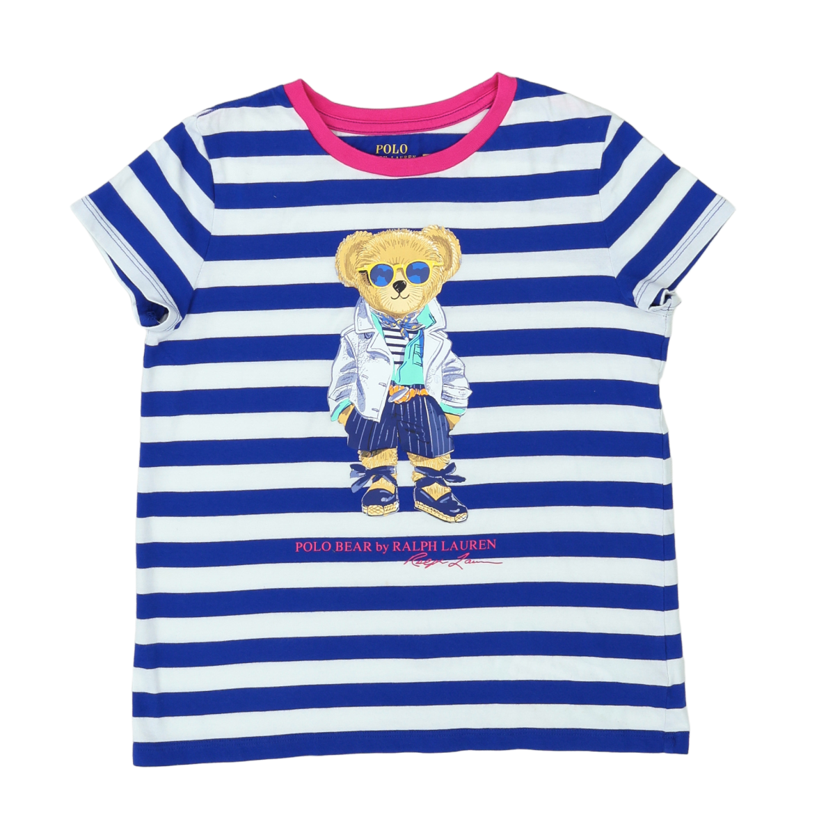 RALPH LAUREN - T-SHIRT - BLANC, BLEU - 8 ANS