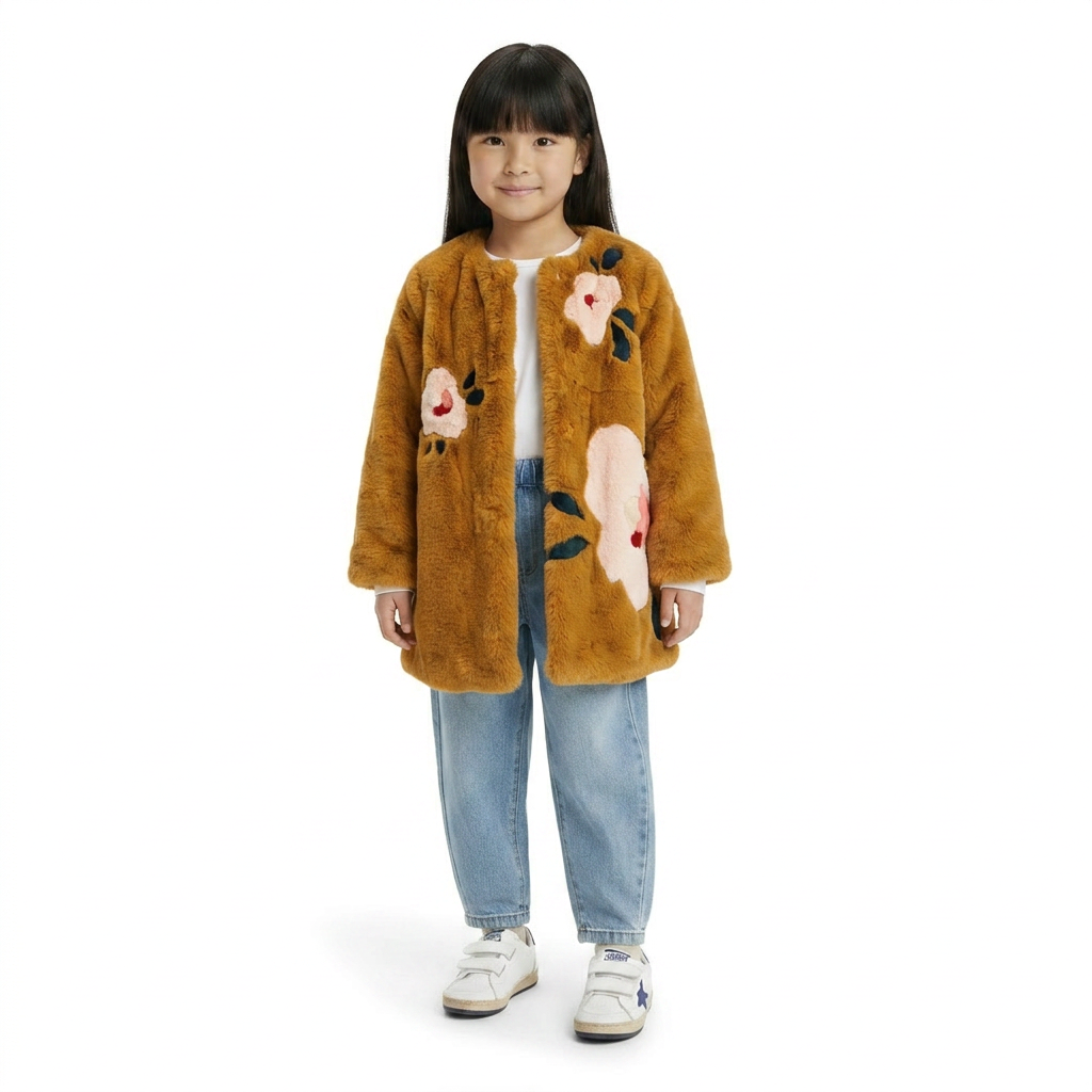YVES SALOMON - MANTEAU - JAUNE, MULTICOLORE - 6 ANS