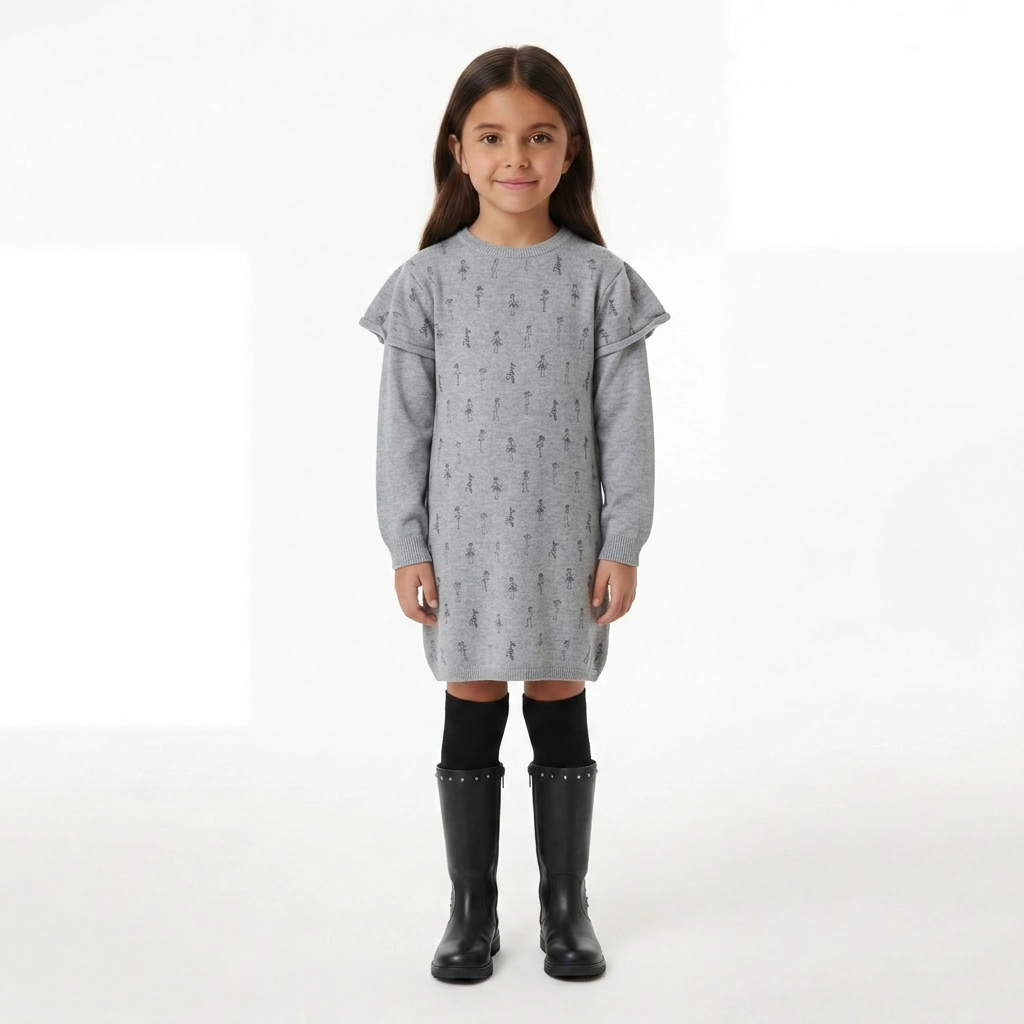 DKNY - ROBE - GRIS - 5 ANS