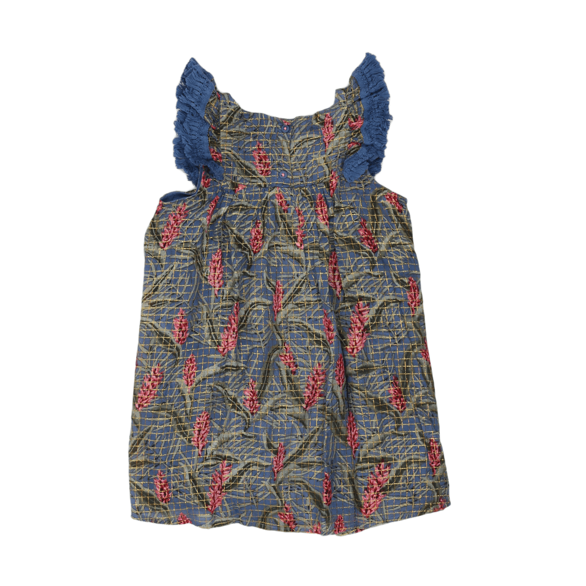 LOUISE MISHA - ROBE - BLEU, OR - 6 ANS