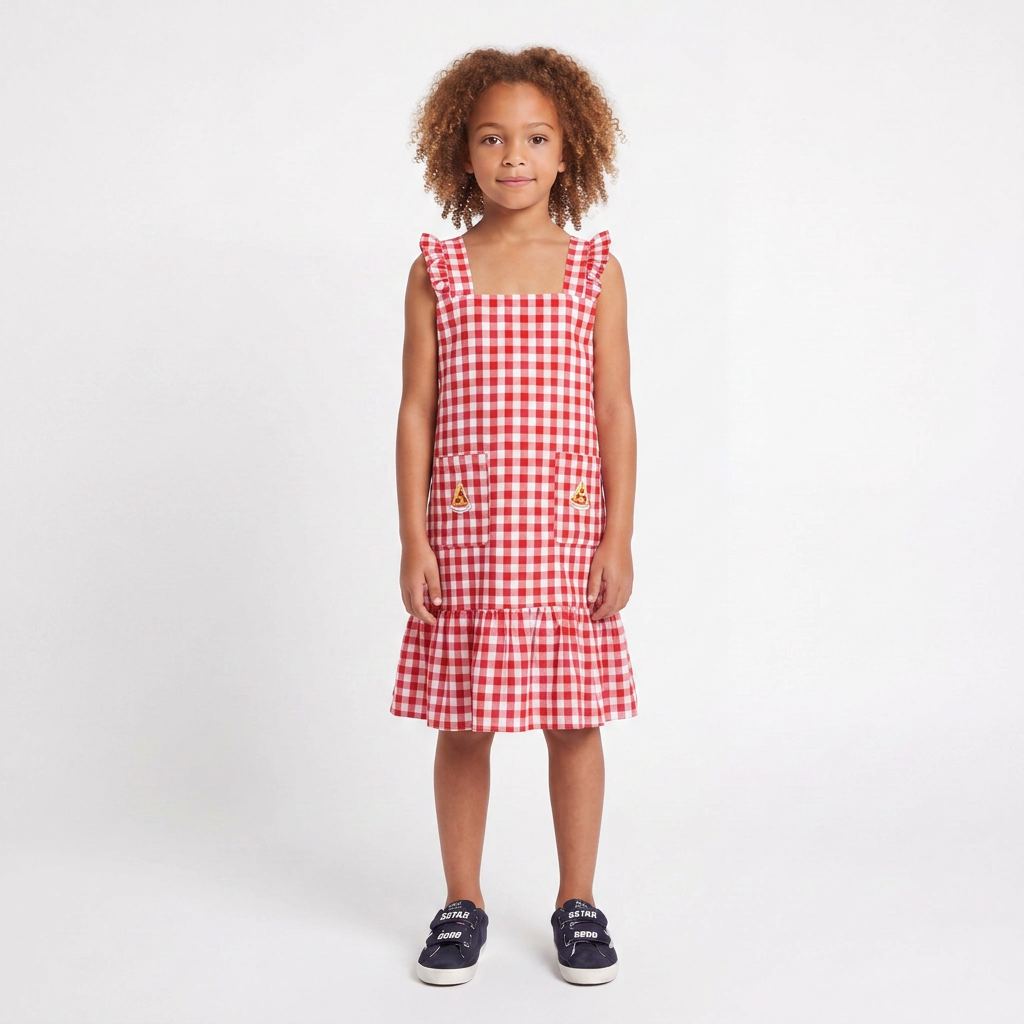 THE LOVE POTION – Long red checkered dress – 12 years