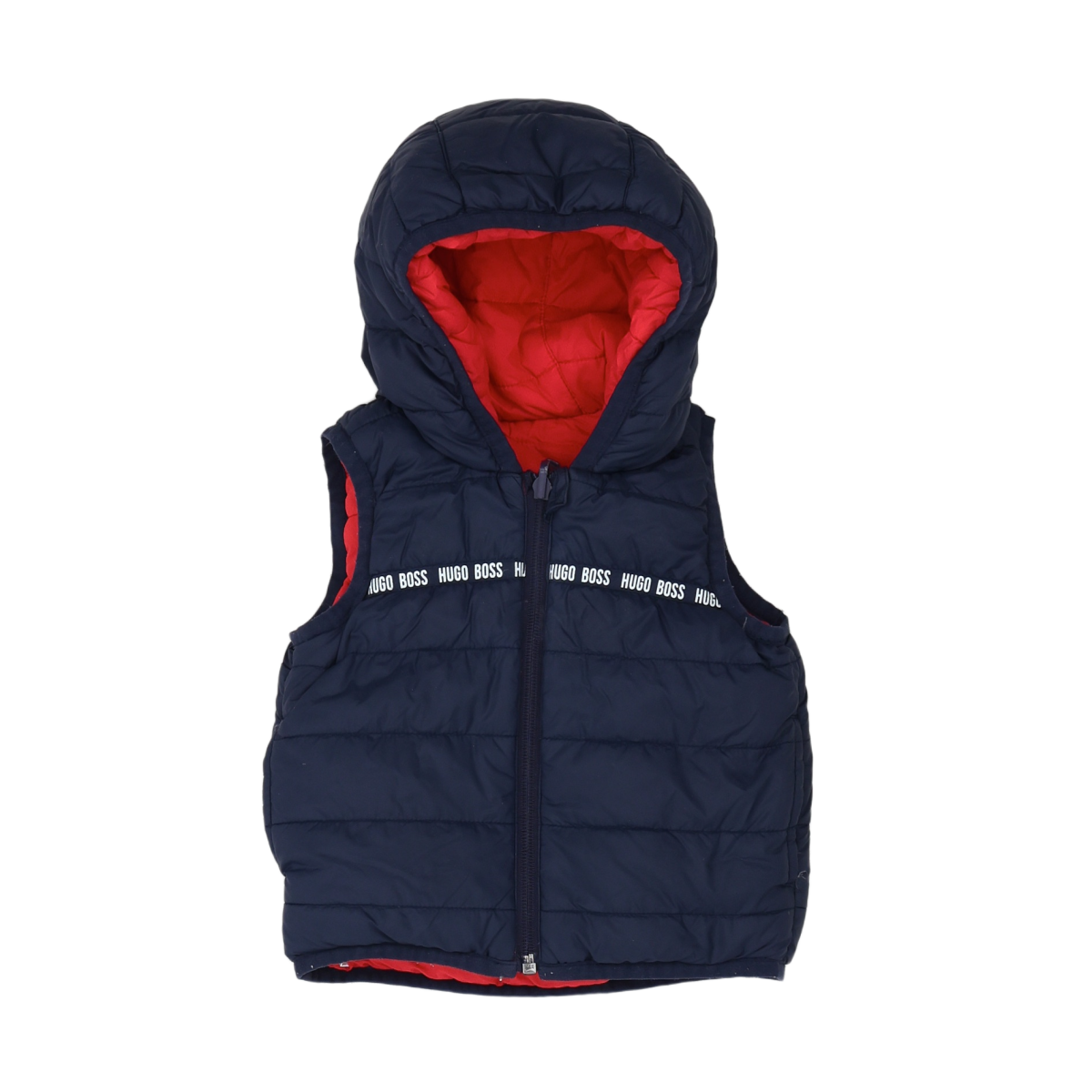 HUGO BOSS - BLOUSON SANS MANCHE - BLEU, ROUGE - 12 MOIS