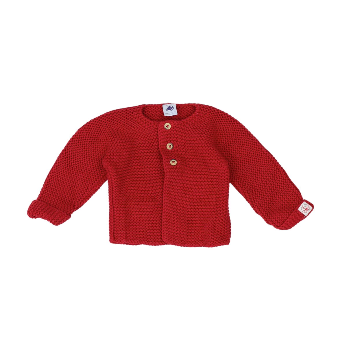PETIT BATEAU - CARDIGAN - ROUGE - 6 MOIS