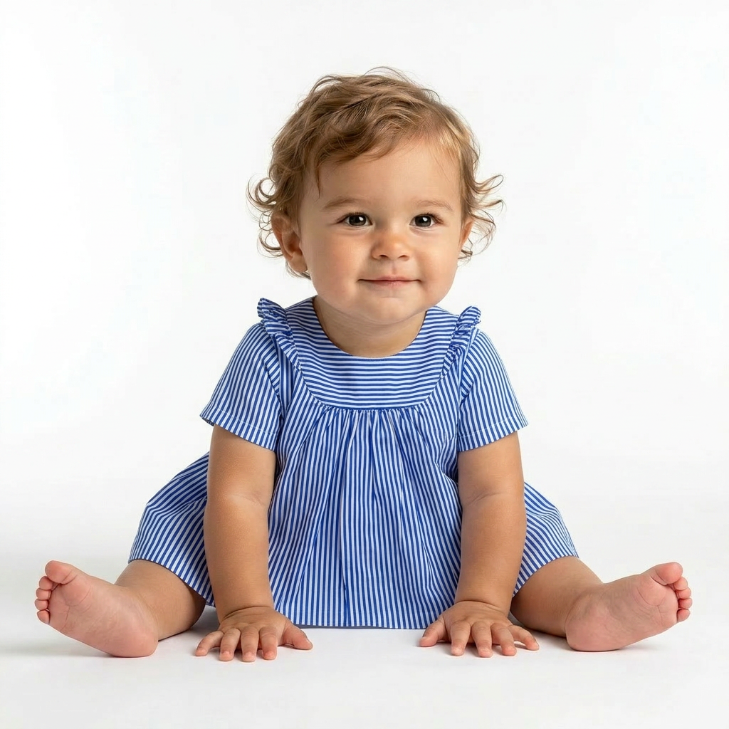 JACADI - ROBE - BLEU, BLANC - 6 MOIS