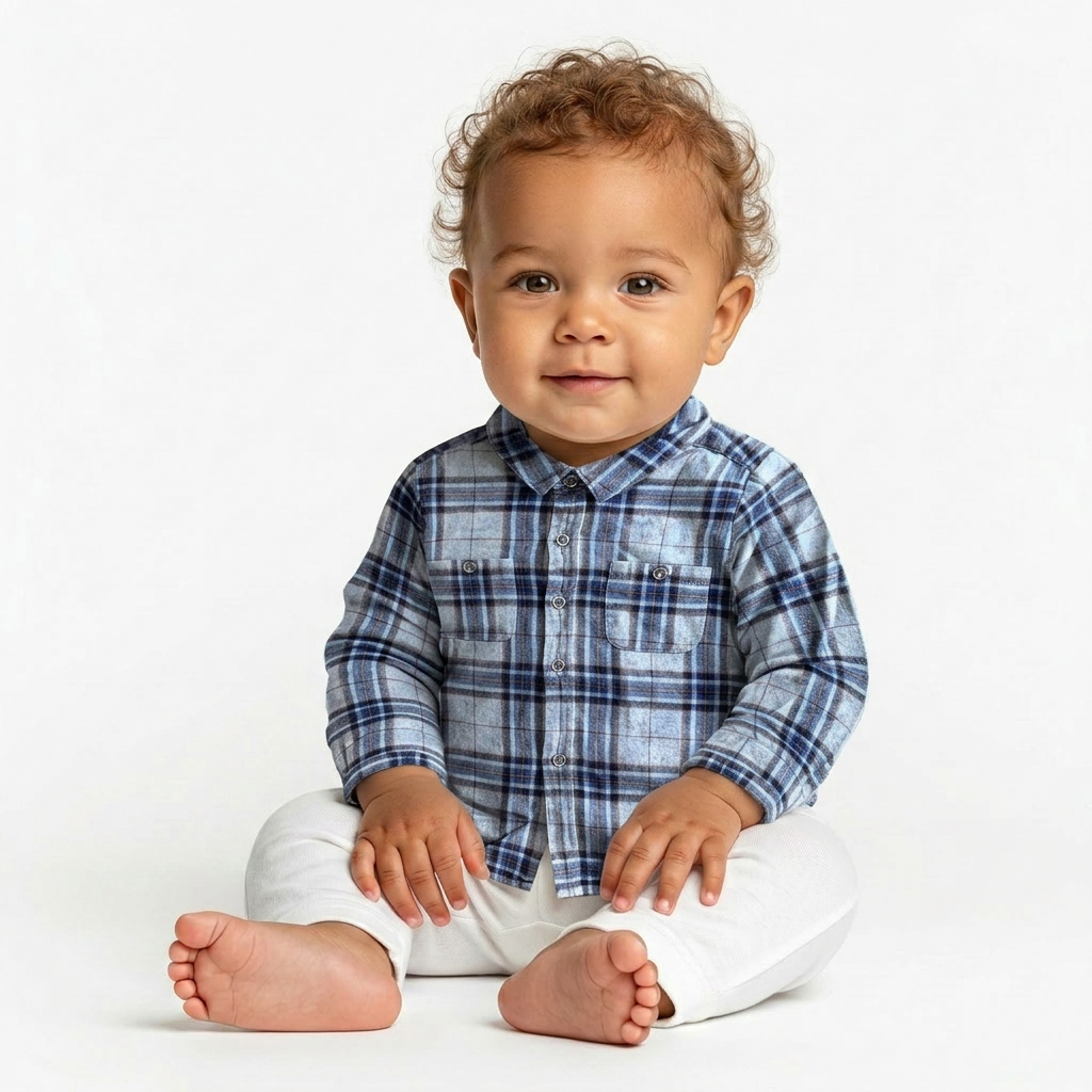 BONPOINT - CHEMISE - MARRON, GRIS - 6 MOIS