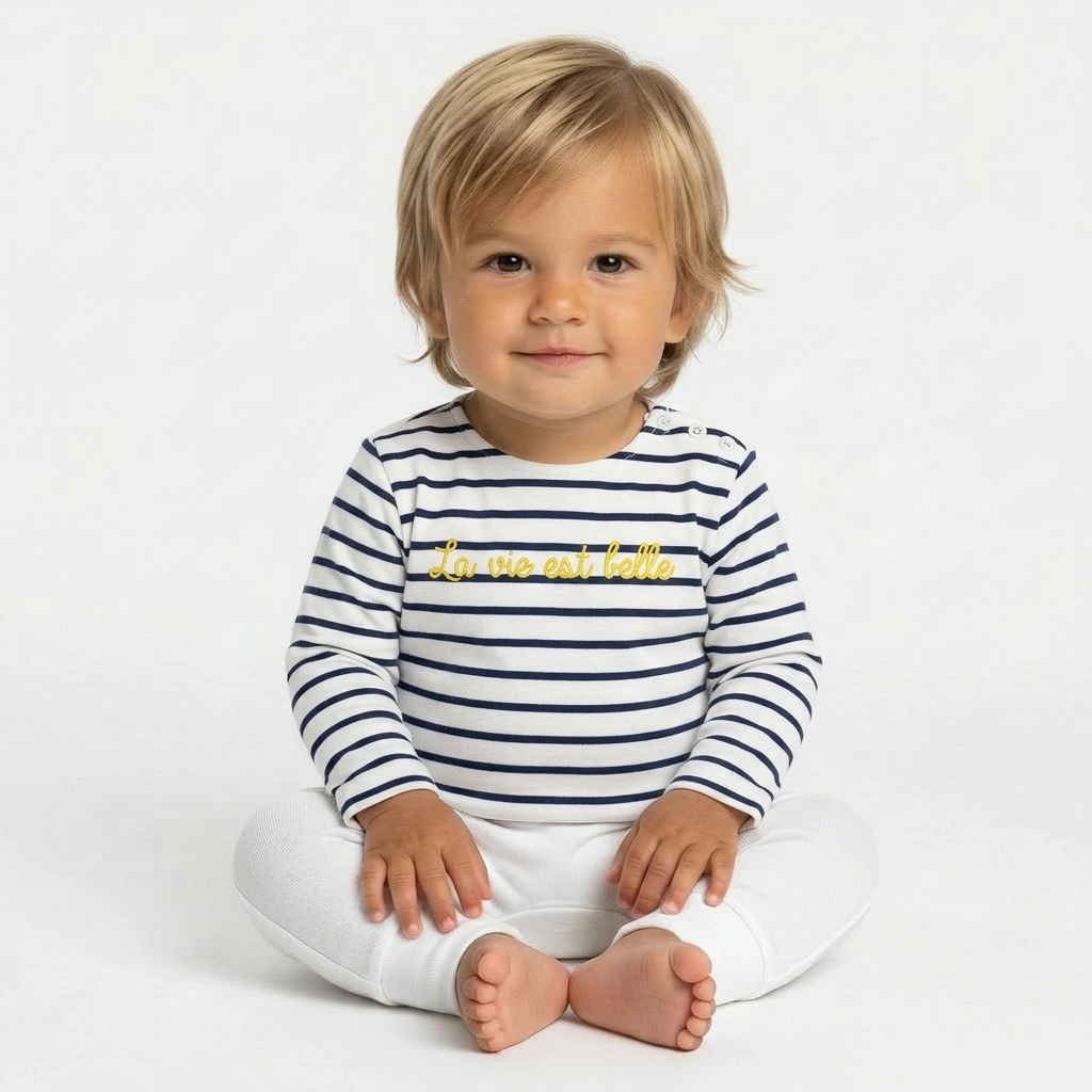 BONTON - T-SHIRT - BLEU, BLANC - 6 MOIS
