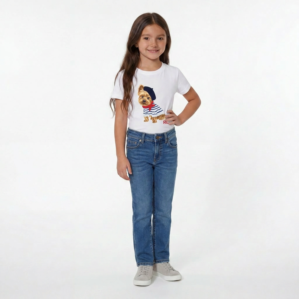 RALPH LAUREN - T-SHIRT - BLANC - 7 ANS
