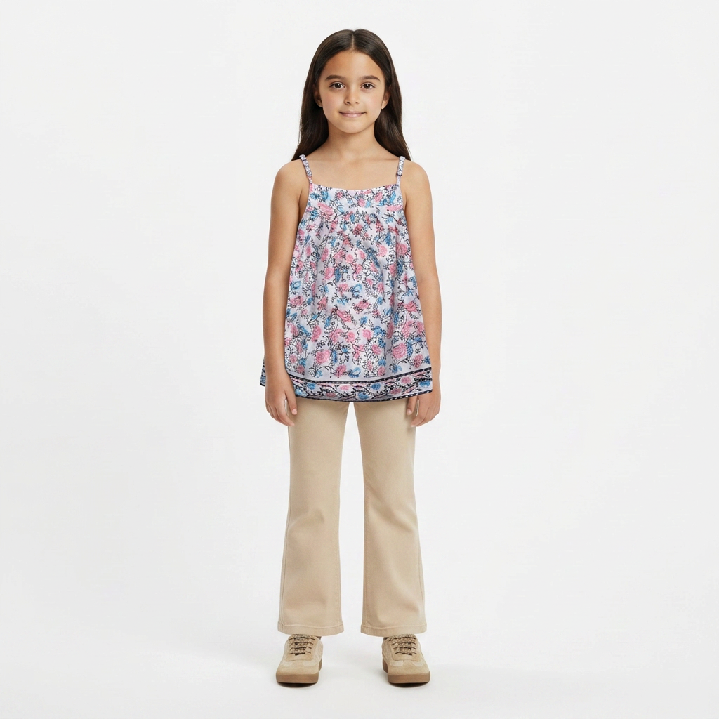 ZEF - Weiße Seidenbluse mit rosa und blauen Drucken - 6 Jahre