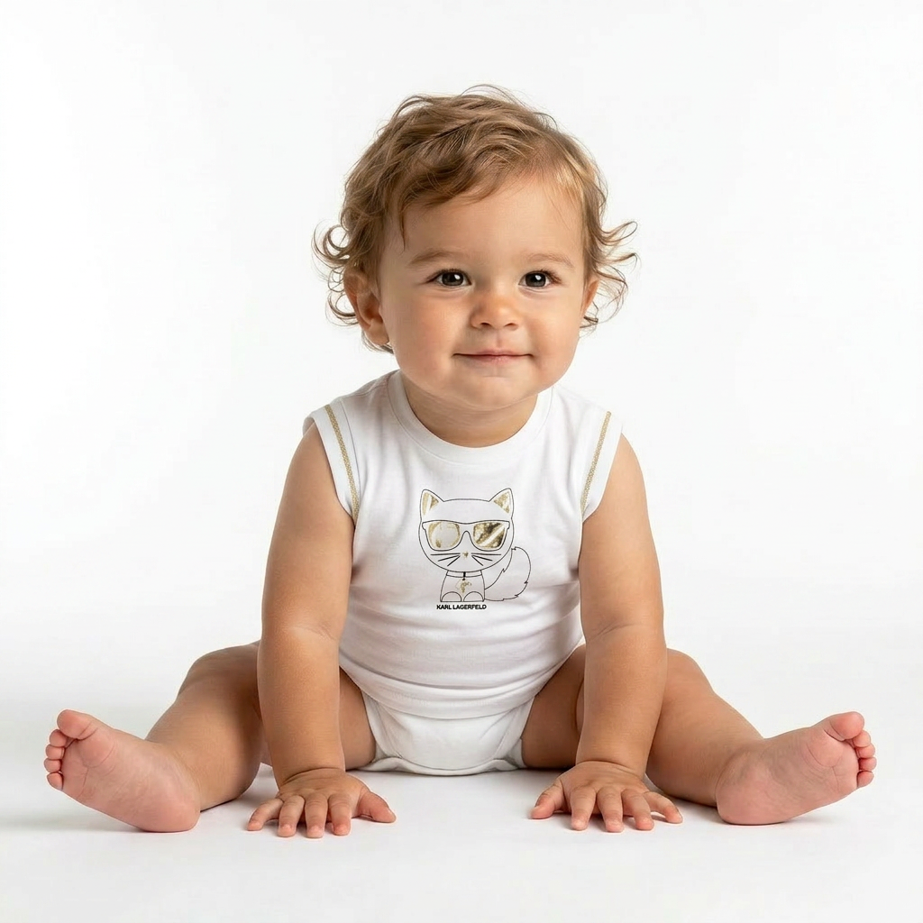 KARL LAGERFELD - T-SHIRT - BLANC, OR - 6 MOIS