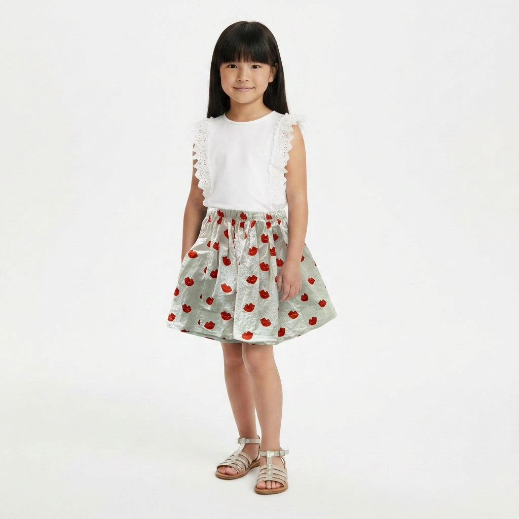 BONTON - JUPE - BLANC, ROUGE - 6 ANS