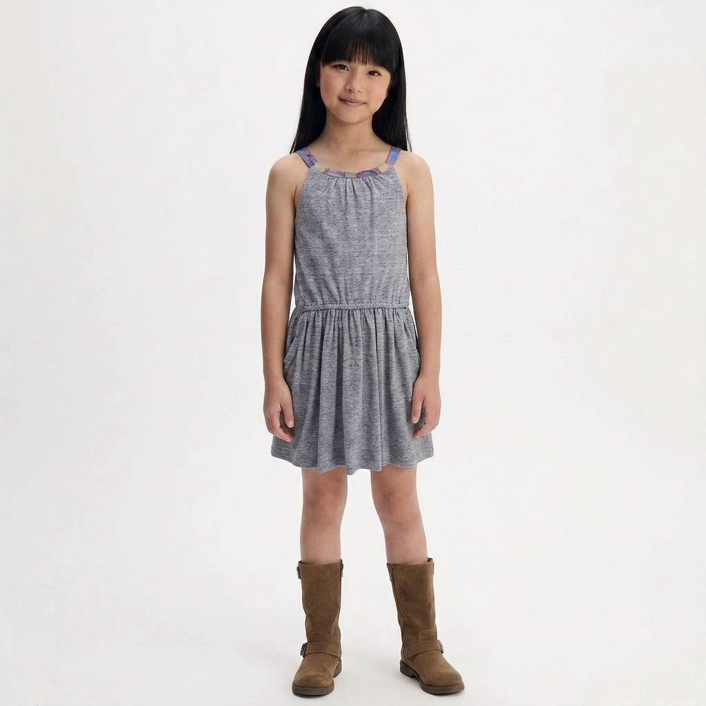 IKKS - Graumeliertes Kleid mit Trägern - 8 Jahre