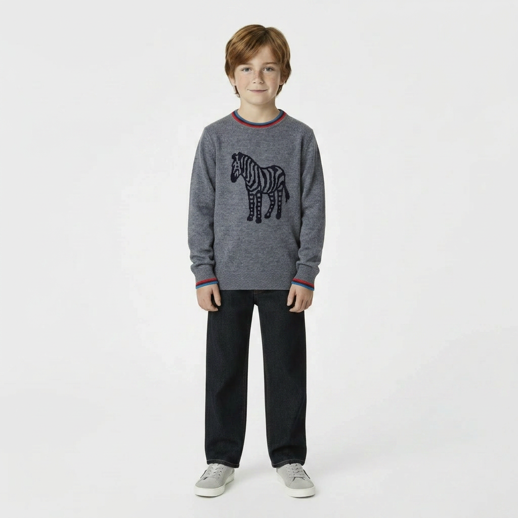 PAUL SMITH - PULL - GRIS, NOIR - 8 ANS