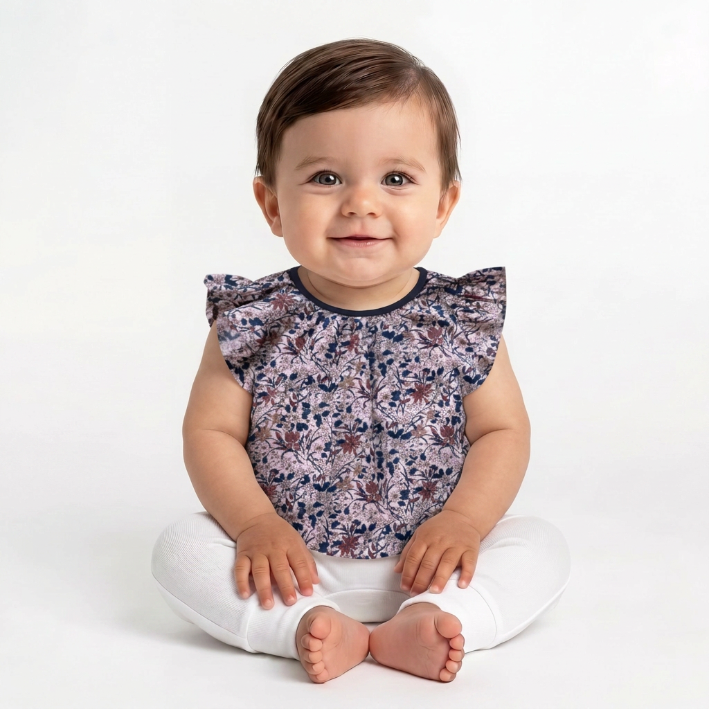 BONPOINT - Blouse beige à fleurs - 18 mois
