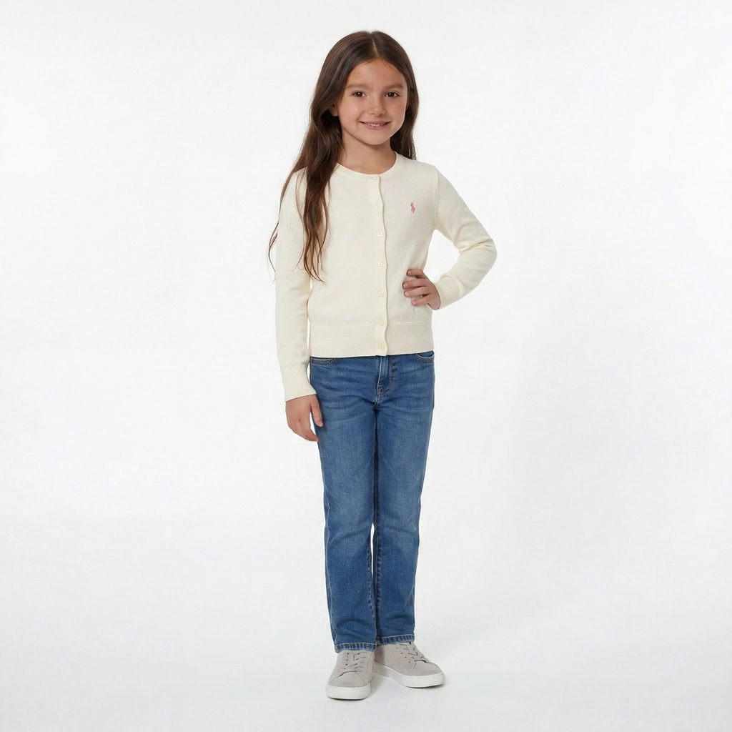 RALPH LAUREN - CARDIGAN - BEIGE, ROSE - 7 ANS