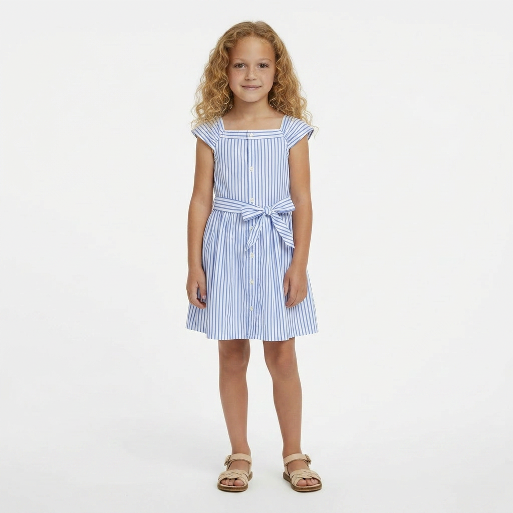 RALPH LAUREN - ROBE - BLANC, BLEU - 6 ANS