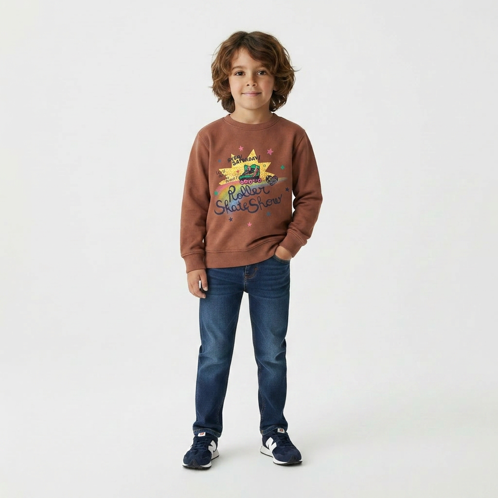 BONTON - PULL - MARRON, MULTICOLORE - 6 ANS