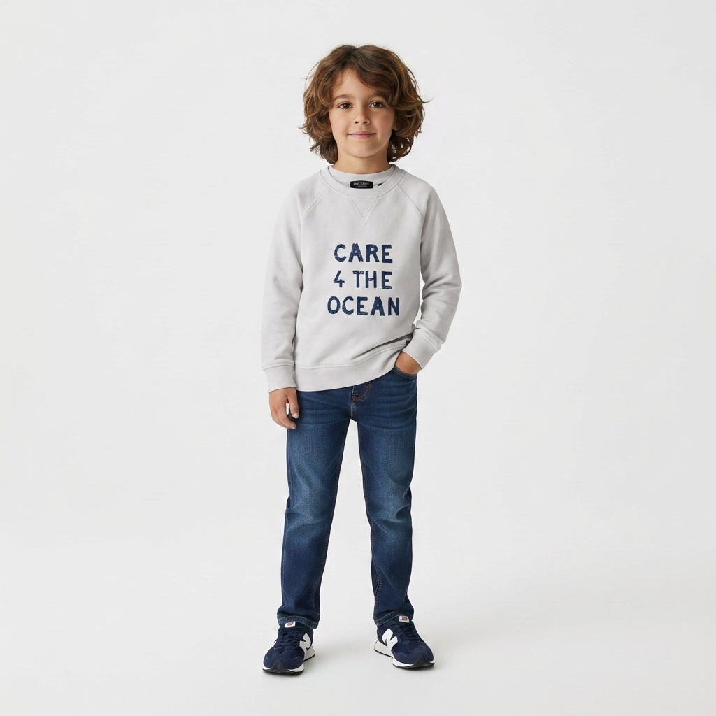 IKKS - Blau-weißes Sweatshirt mit neuem Aufdruck - 4 Jahre