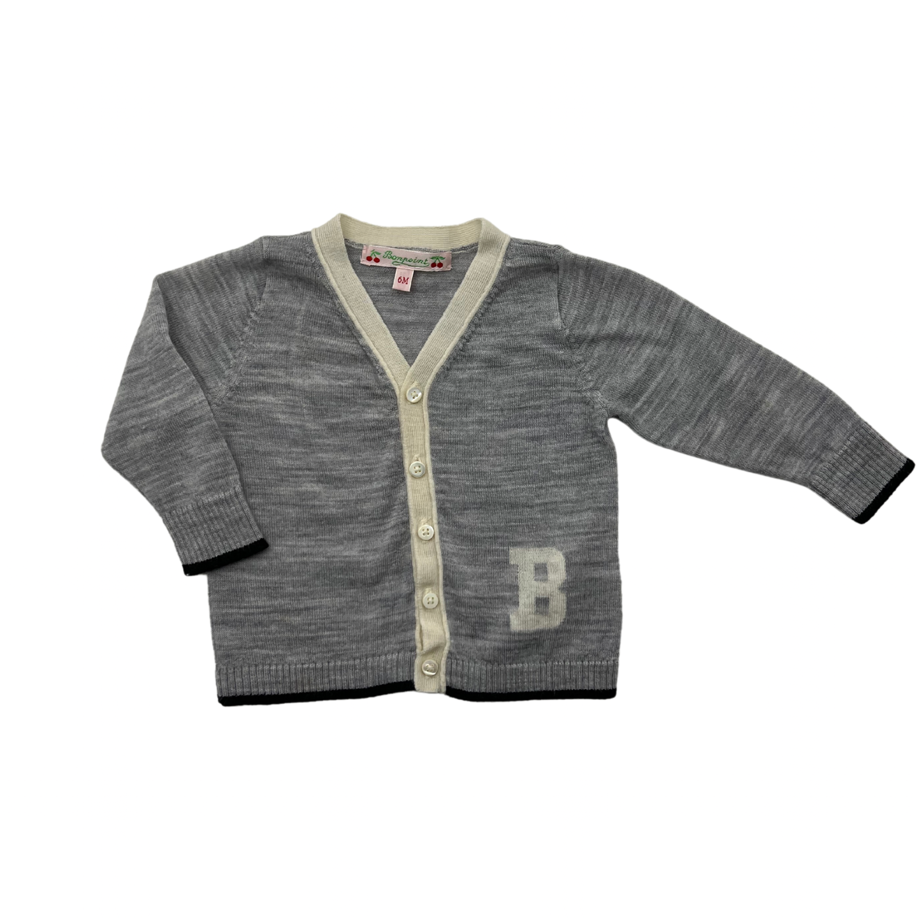 BONPOINT - Cardigan gris en laine - 6 mois